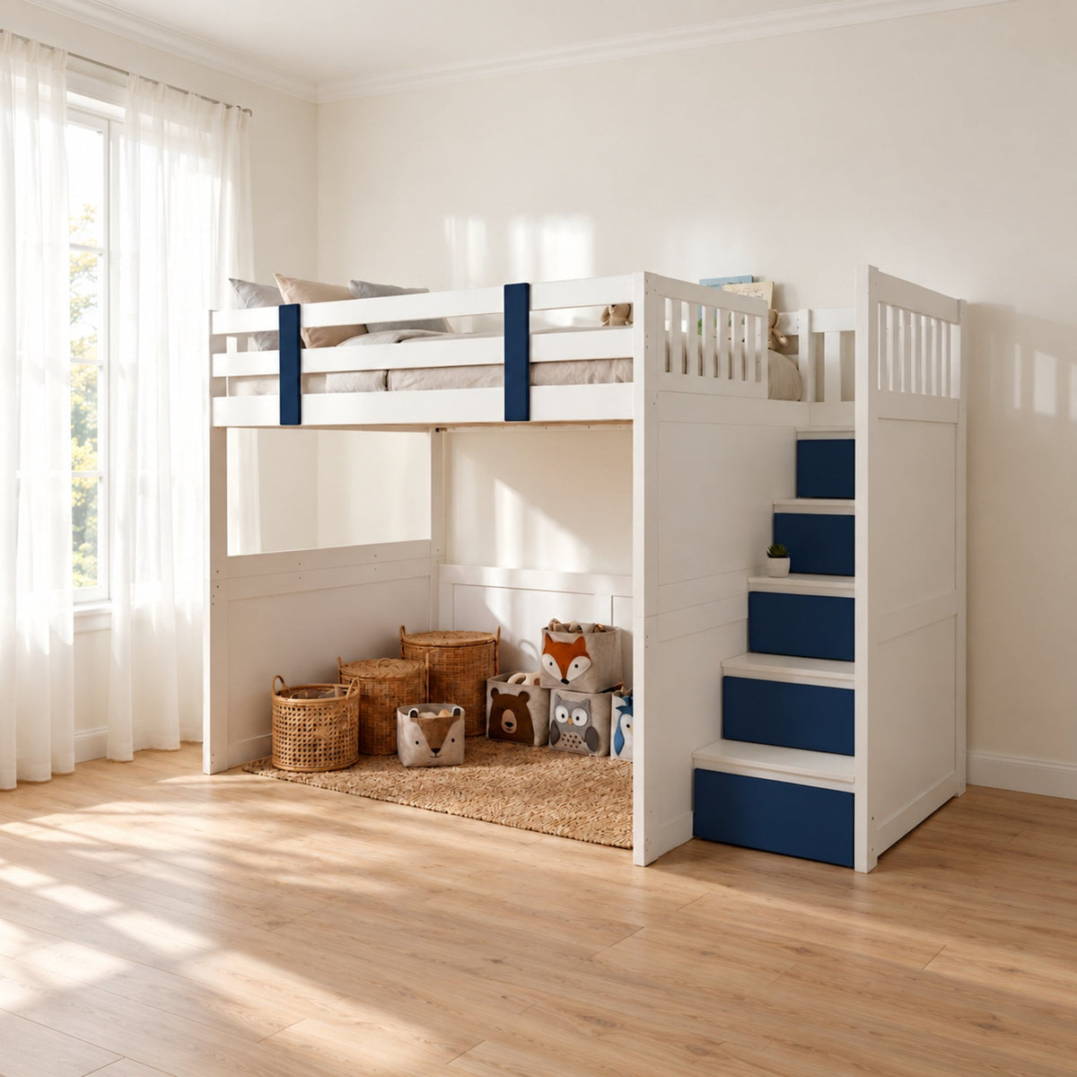 My Design Double Loft Bed with Storage Stairs