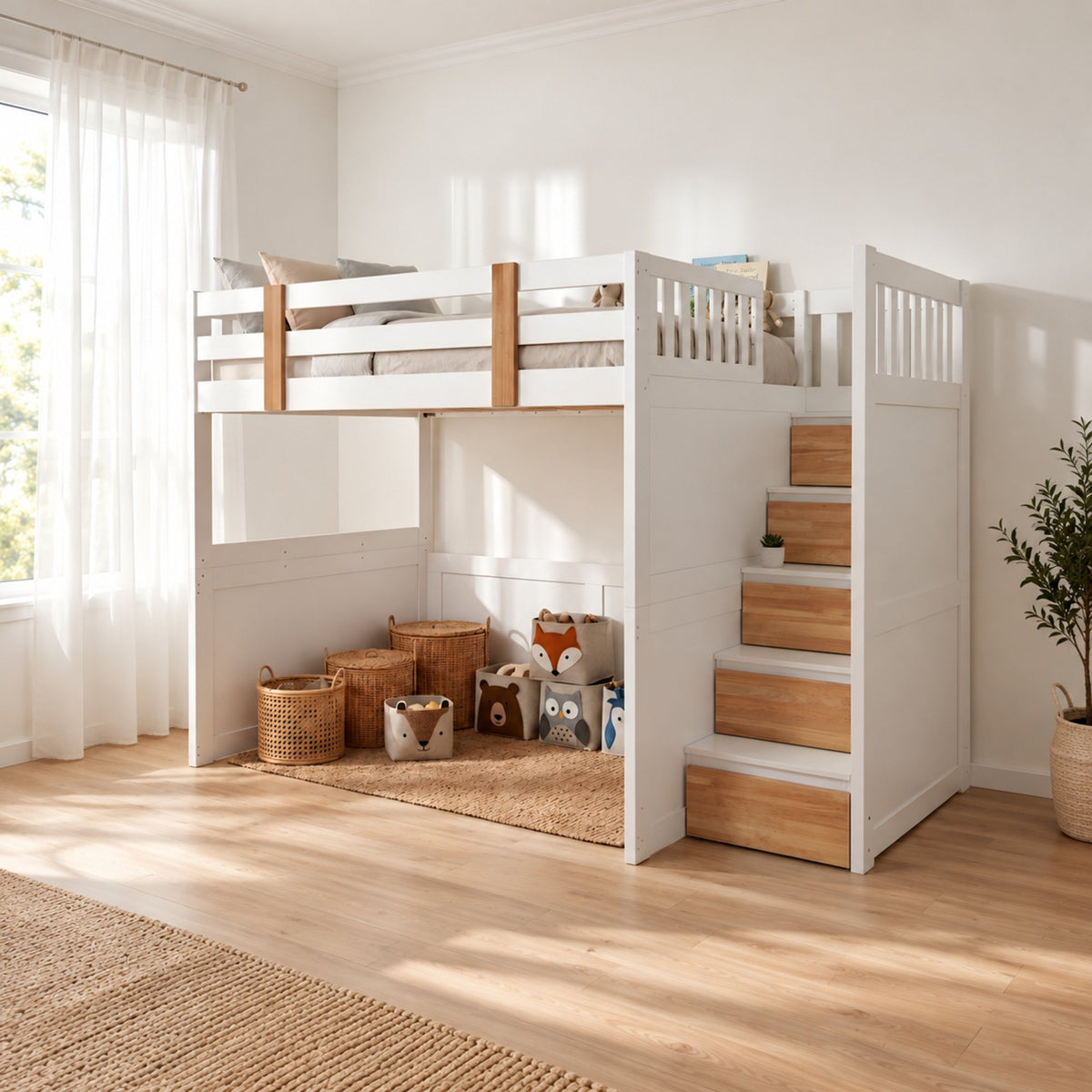 My Design Double Loft Bed with Storage Stairs