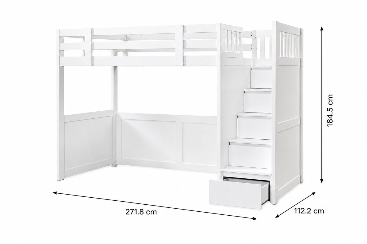 My Design King Single Loft Bed with Storage Stairs