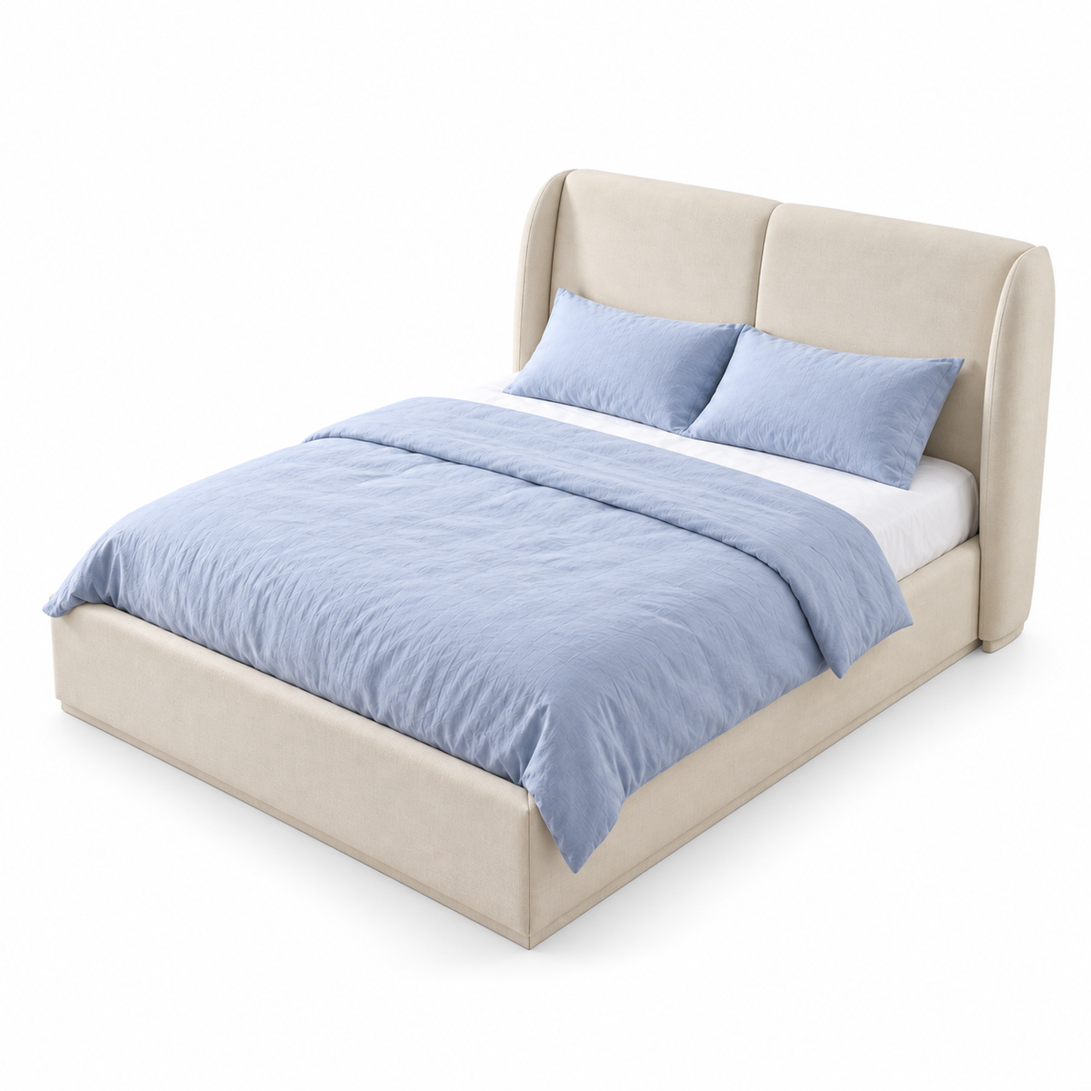Tove Queen Boucle Bed - White
