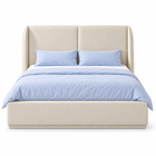 Tove Queen Boucle Bed - White